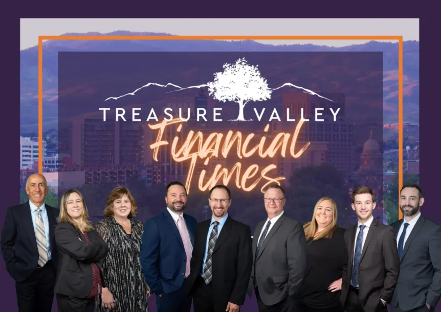 Treasure Valley Financial Planning team in front of Boise, Idaho skyline – Trusted financial advisors providing expert financial planning services.